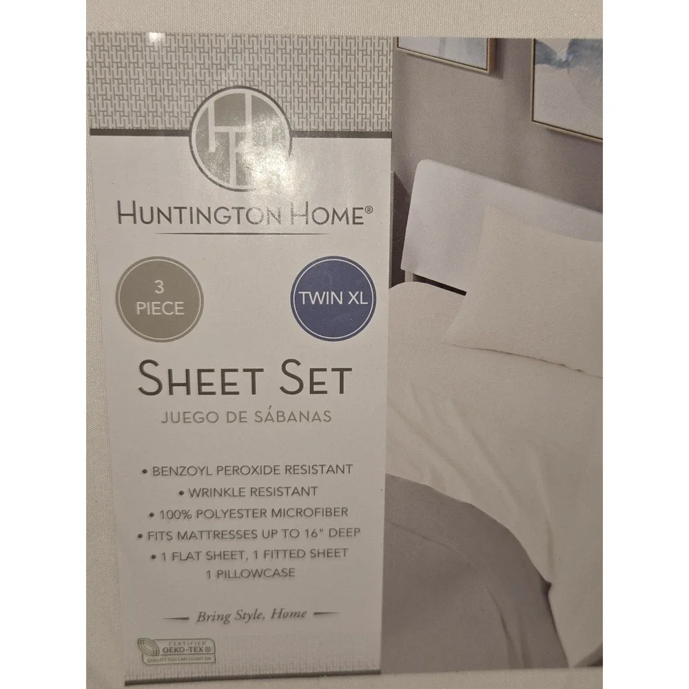 New Huntington Home White Twin 3 Piece Sheets